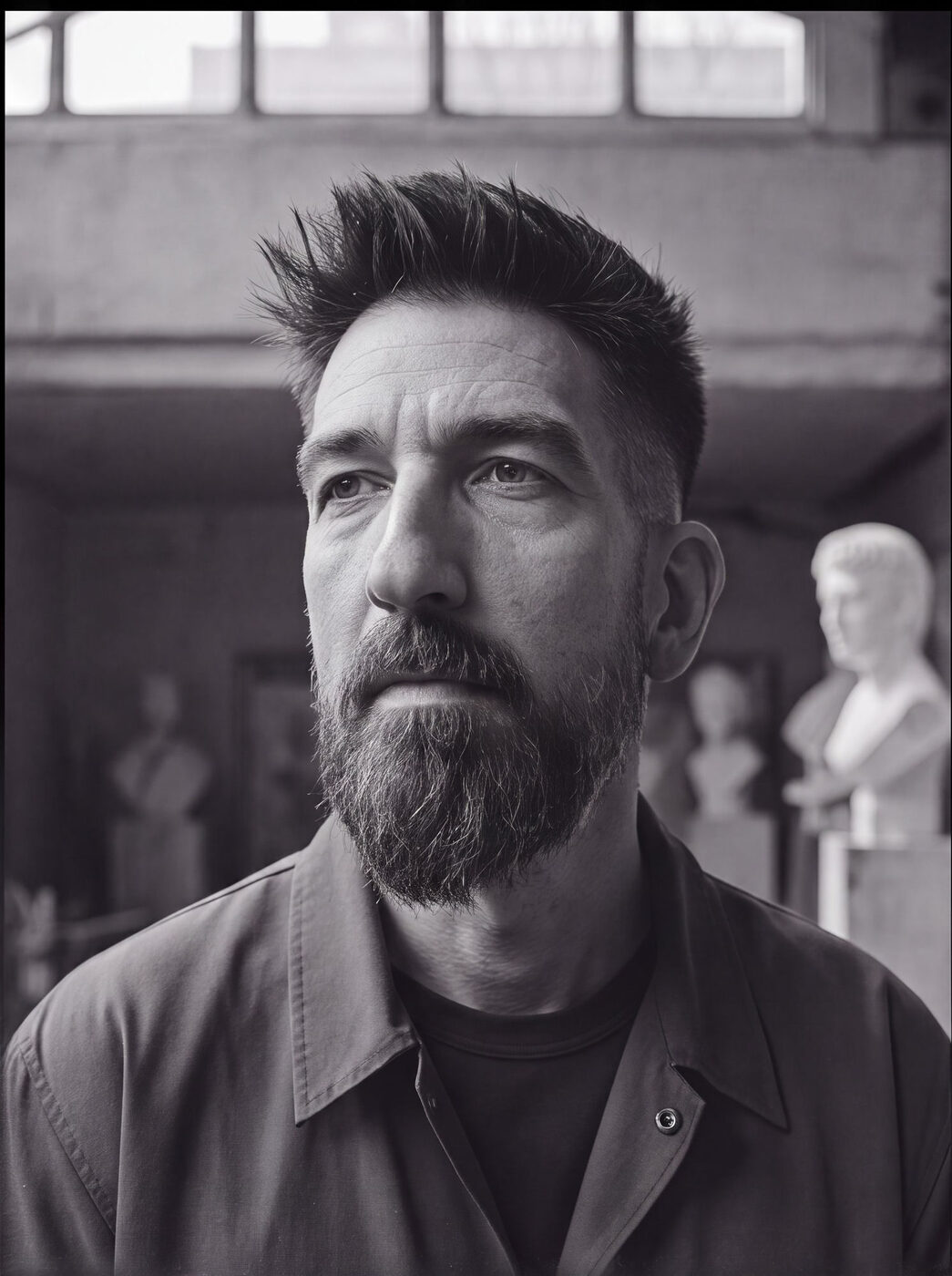 Emre Yusufi portrait in the atelier